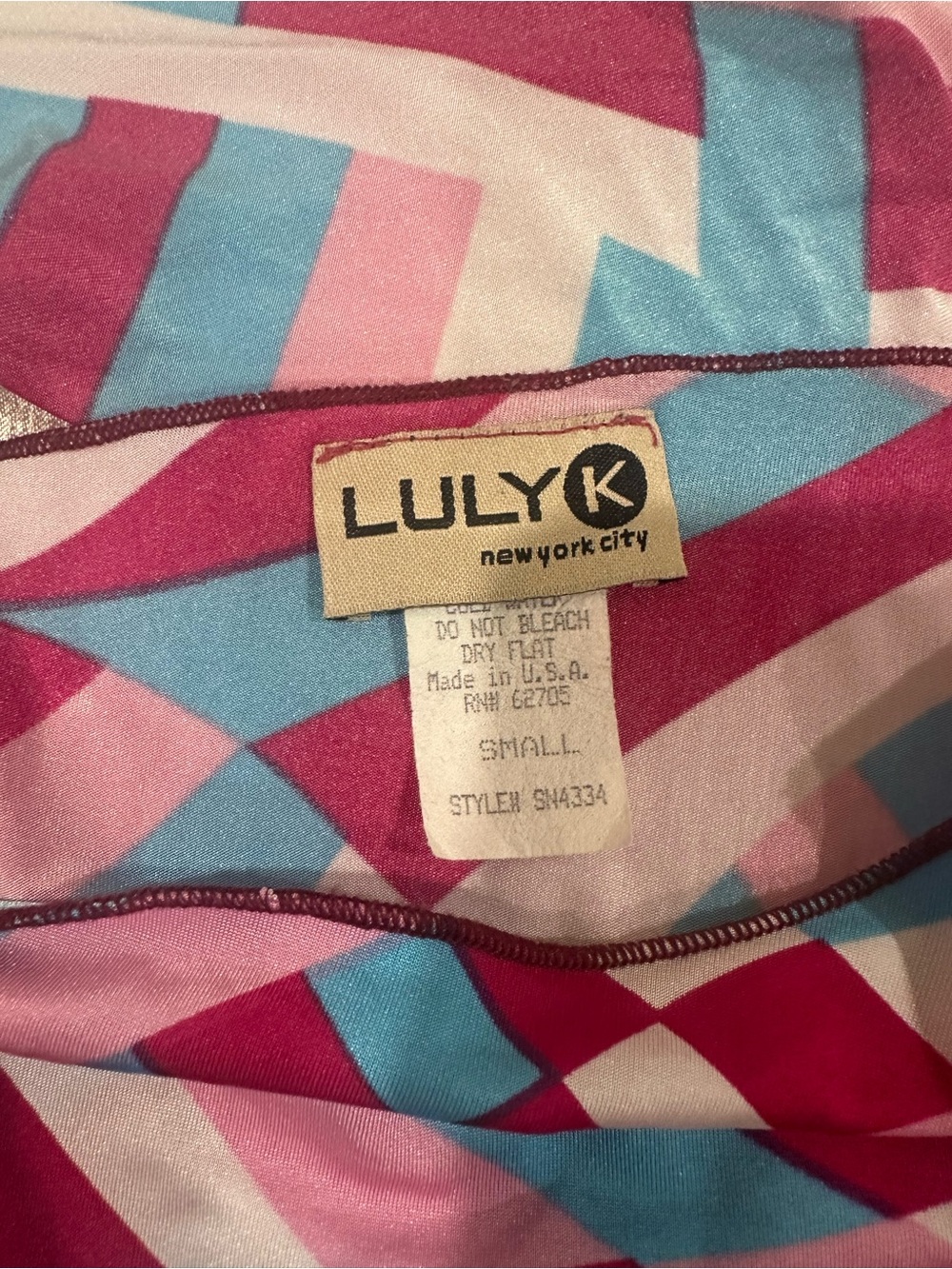 Lulla Love Geometric Long Sleeve Blouse - Pink Blue White - Picture 6 of 6